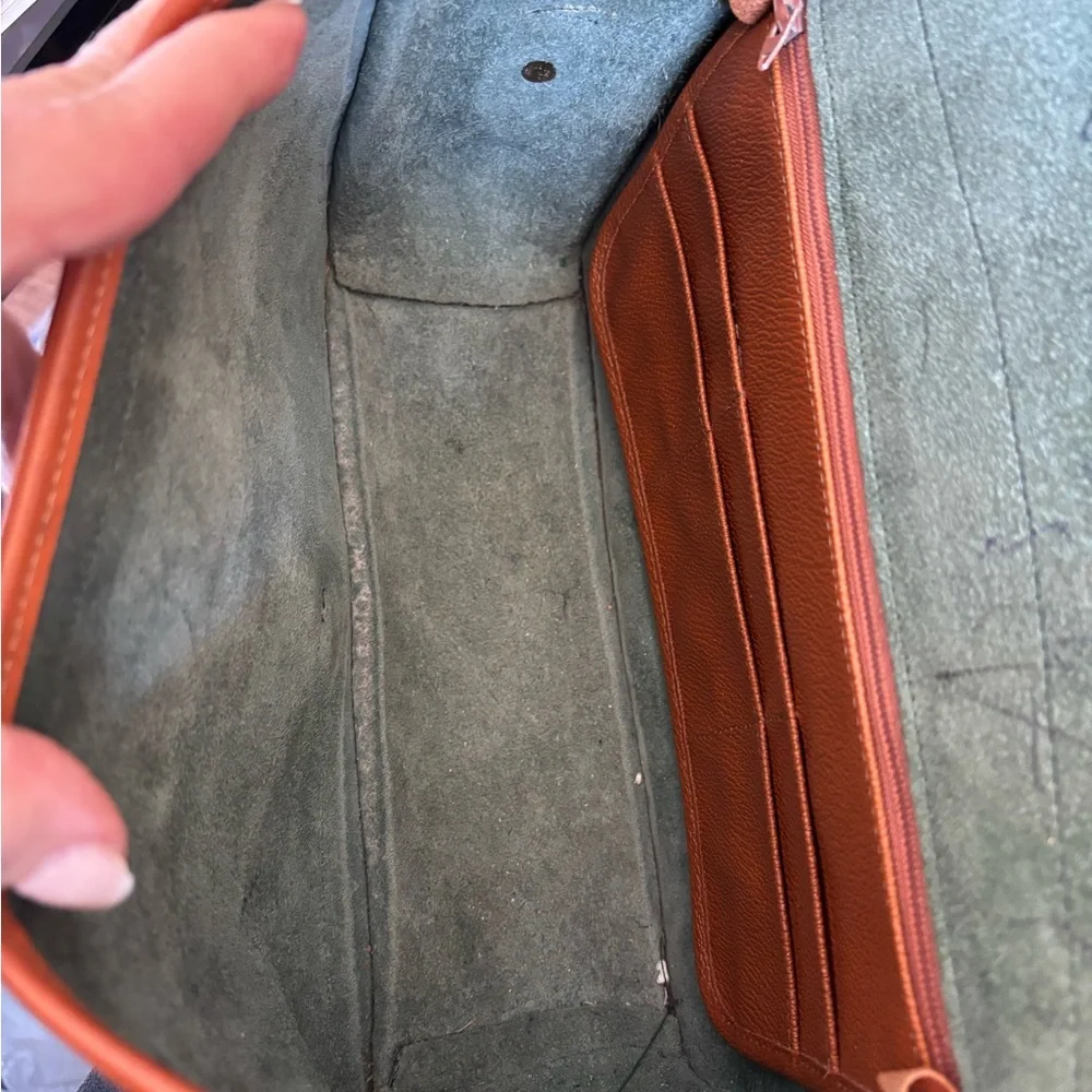 Dooney & Bourke VINTAGE AWL Surrey Green & Tan Leather Crossbody MADE IN USA EUC - Picture 10 of 16